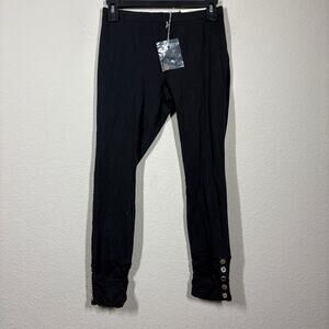 Soft Surroundings Womens Petite XS Button Ankle Leggings Pants Black